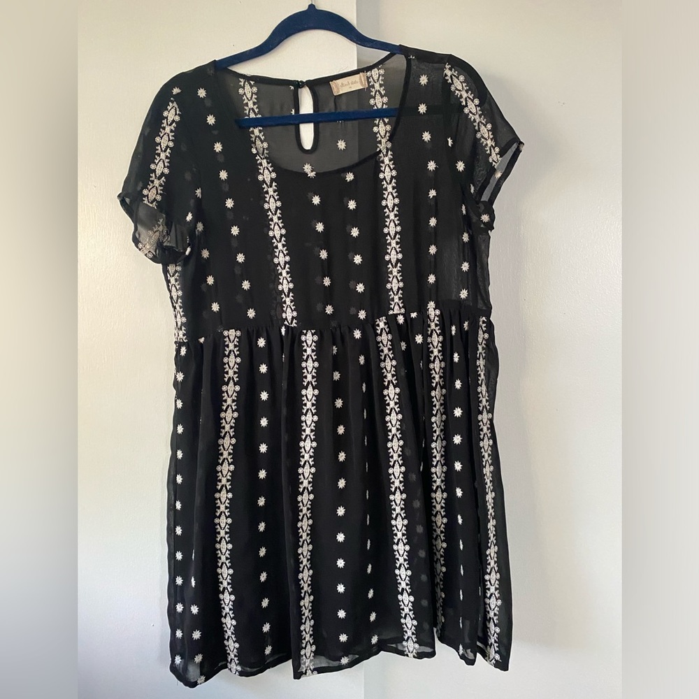 Altared State Embroidered Black Babydoll Dress